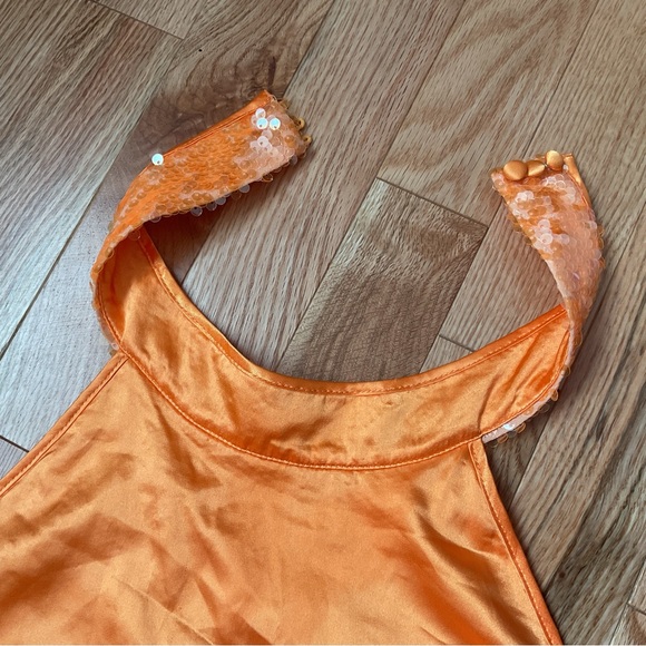 New - Caroline Constas Orange Sequin Halter Party Dress - prom dress - Picture 10 of 15